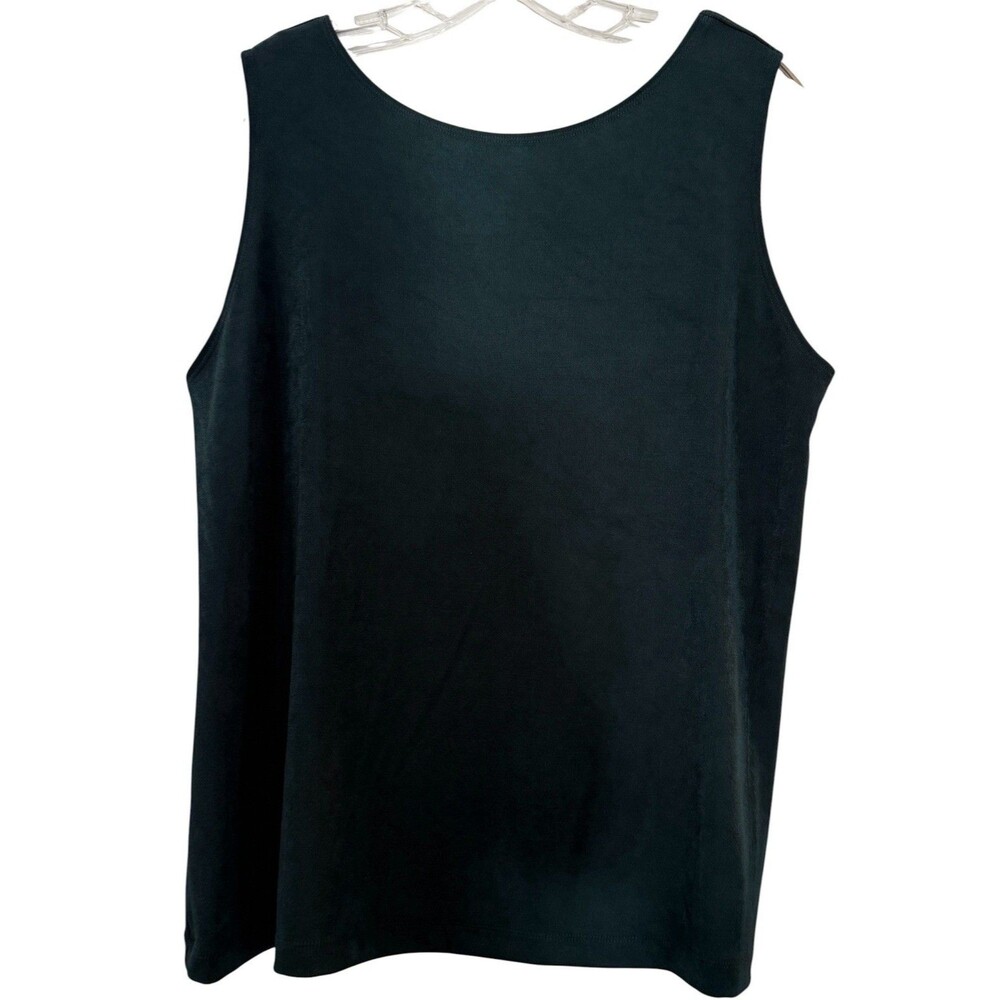Travelers By Chicos Stretch Acetate Travel Knit Tank Top Dark Green XL (3) 16/18